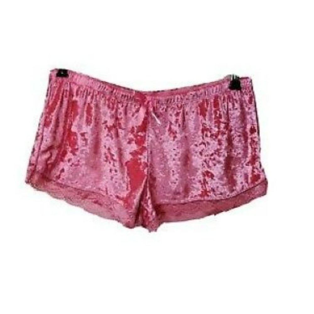 Bobbie Brooks crushed velvet ruffle sleep wear shorts Pink
